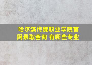 哈尔滨传媒职业学院官网录取查询 有哪些专业